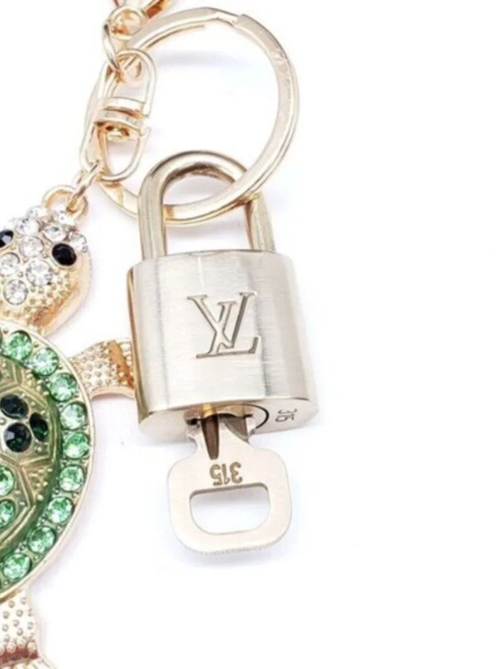 LV Gold Padlock 🔑 Authentic Louis Vuitton Charm + Unbranded Turtle Keychain